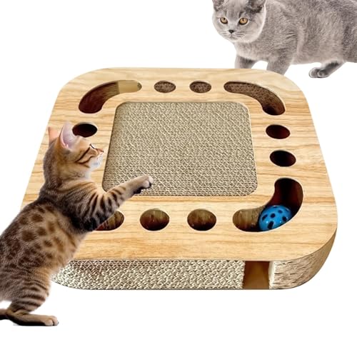 Gazocua Interaktives Kratzspielzeug,Gewellte Katzenkratzmatte,Kratzbrett Katzen,Quadratisch,Mit Zwei Glöckchen Kugeln Bahn,Robuste Konstruktion,Langlebiges Material,Für Drinnen Draußen,Katzen Gazocua Interaktives Kratzspielzeug,Gewellte Katzenkratzmatte,Kratzbrett Katzen,Quadratisch,Mit Zwei Glöckchen Kugeln Bahn,Robuste Konstruktion,Langlebiges Material,Für Drinnen Draußen,Katzen von Gazocua