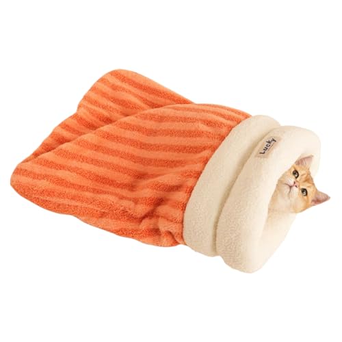 Gazocua Katzen Schlafsack | Winter Wärmehöhle Haustierbett | Gemütliche Katzen Schlafhöhle Für Wohnung Balkon Auto Schlafzimmer Reisen Terrasse Draußen von Gazocua