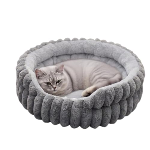 Gazocua Rundes Katzenbett,Sanftes Waschbares Haustierbett Für Katze Und Hund - Plüsch Anti-Rutsch Unterlage Für Innen Außen Kitten Beruhigung Wohnung Schlafzimmer Wohnheim von Gazocua