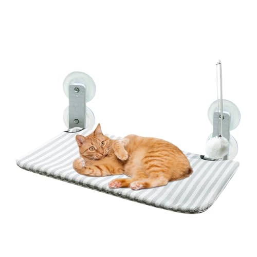 Faltbare Fensterhängematte für Katzen, schnurlose Sitzstange, Katzenregale mit stabilen Saugnäpfen, waschbares Plüschkissen, 47 x 30 x 17,5 cm, einfach zu bedienen, tragbar für den Innenbereich Faltbare Fensterhängematte für Katzen, schnurlose Sitzstange, Katzenregale mit stabilen Saugnäpfen, waschbares Plüschkissen, 47 x 30 x 17,5 cm, einfach zu bedienen, tragbar für den Innenbereich von Gcerfby