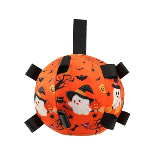 Gcerfby Halloween-Hundespielzeug, Haustiertraining Und Unterhaltung, 143g, Plüschball-Hundekauspielzeug Mit Glöckchen Im Inneren, Halloween-Welpenspielzeug, Einfach Zu Verwenden, Für Hundewelpen von Gcerfby