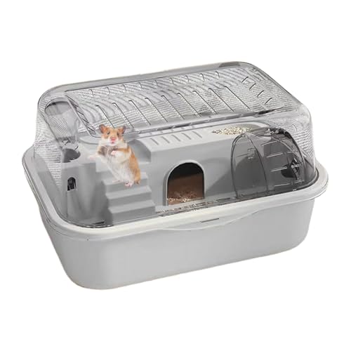 Gcerfby Haustier Hamsterkäfig | Zweistöckiges Hamstergehege | Ruhe- und Spielbereich mit Laufrad für Kleintiere wie Eichhörnchen Rennmäuse Kaninchen im Zuhause von Gcerfby