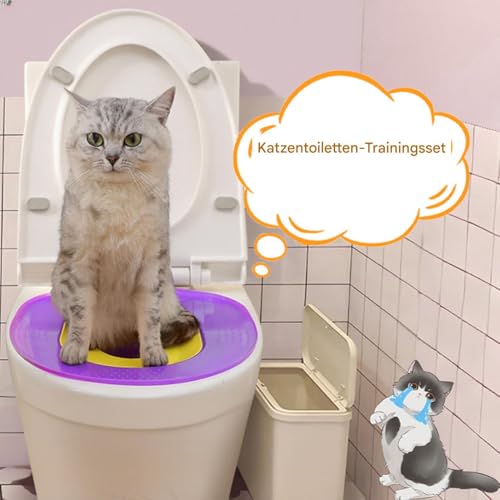 Gcerfby Katzen Toilettensitz,Toilettentraining Für Katzen | Wiederverwendbarer Toilettenaufsatz Sicher Entfernbar Für Haushalt Und Reisen von Gcerfby