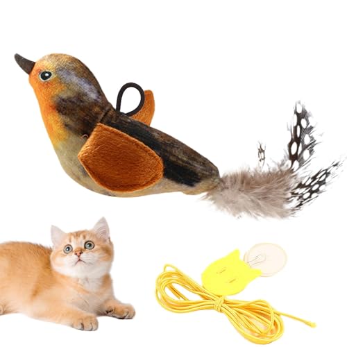 Gcerfby Katzen-Vogel-Spielzeug, Stressabbau-Teaser-Spielzeug, interaktives Haustier-Trainingswerkzeug, lustiges Kätzchen-Spielgerät, interaktives Design, 11 x 5 x 4 cm, fördert gesund für Langeweile von Gcerfby