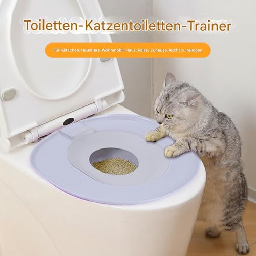 Gcerfby Katzentoiletten Trainingsset - Katzentoilette Stubenreinheit Trainer | Wiederverwendbarer Toilettenaufsatz Sicher Entfernbar Für Haushalt Und Reisen von Gcerfby