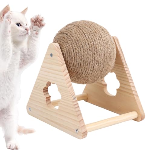 Gcerfby Kratzball für Katzen, Natursisal, Kratzspielzeug aus Massivholz, mit drehbarem Ball, 17 x 20 x 19 cm, einfach zu bedienen, tragbare Indoor-Kätzchen Gcerfby Kratzball für Katzen, Natursisal, Kratzspielzeug aus Massivholz, mit drehbarem Ball, 17 x 20 x 19 cm, einfach zu bedienen, tragbare Indoor-Kätzchen von Gcerfby