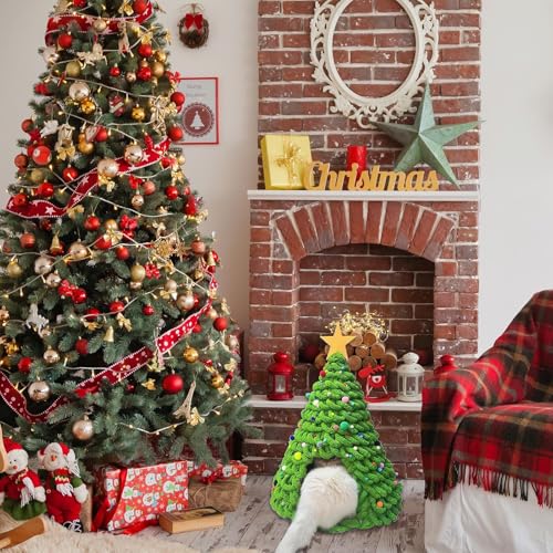 Gcerfby Weihnachtsbaum Katzenhaus Bausatz | Inner Kätzchen Material Set - Gemütliches SchlafHöhlenbett für Katzen Hunde Haustiere von Gcerfby