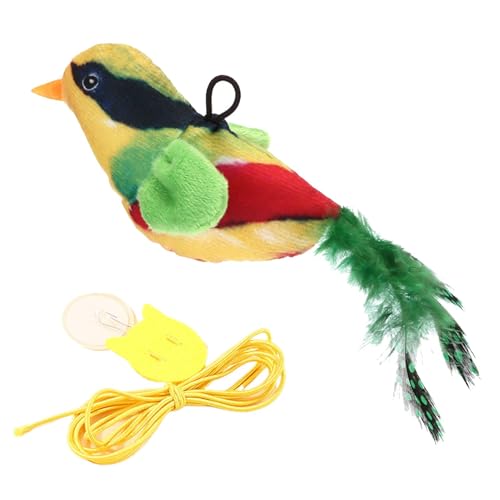 Gcerfby Zwitscherndes Vogel-Katzenspielzeug, Stressabbau-Teaser-Spielzeug, Haustier-Spielgerät mit Quietscher, Zwitscher-Geräusch-Spaß, 11 x 5 x 4 cm, Stressabbau für Kätzchen-Training und Kauspaß von Gcerfby