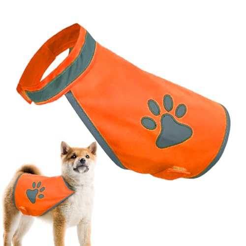 Hundereflektierende Weste, Fluoreszierende Hundweste Reflektierende Haustier, Hochvision Nachthundkleidung Schutz Ihre Welpenweste, 53-62 cm, Leicht Zu Bedienen, Tragbar Für Die Gehensjagd Nachts von Gcerfby