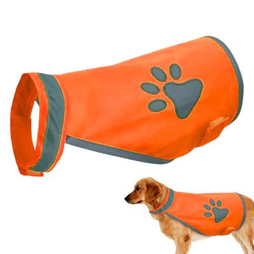 Hundereflektierende Weste, Fluoreszierende Hundweste Reflektierende Haustier, Hochvision Nachthundkleidung Schutz Ihre Welpenweste, 53-62 cm, Leicht Zu Bedienen, Tragbar Für Die Gehensjagd Nachts von Gcerfby