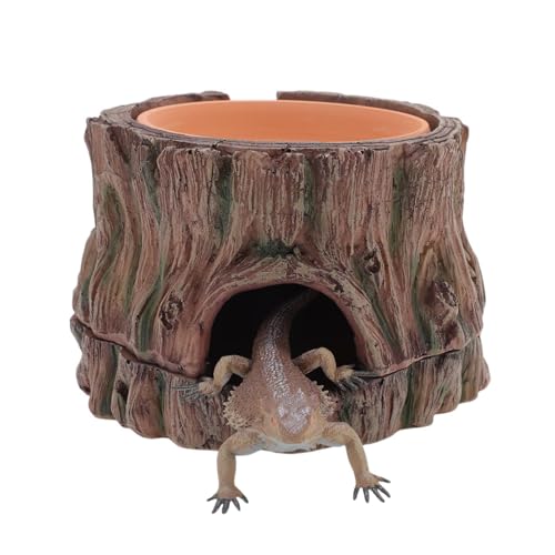 Lebensraum für Reptilien, Simulation Leoparden-Gecko-Lebensraum mit Feuchtigkeitsplatte, Reptilienhöhle und Futtertablett, 15,2 x 16,2 x 8,9 cm, einfach zu bedienen, tragbar für Schlangen, Eidechsen, von Gcerfby