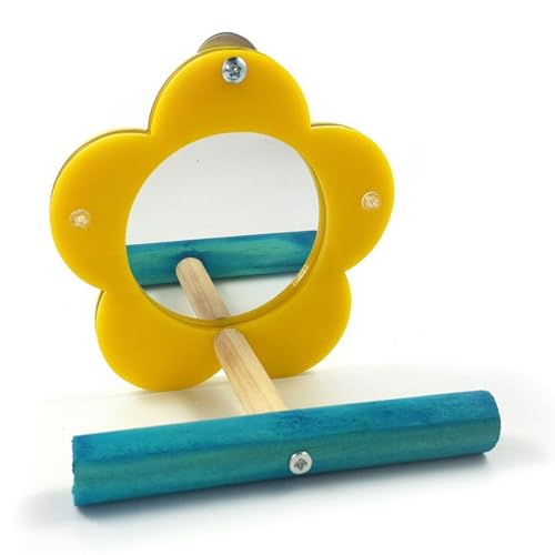 Vogelspiegelkäfig, interaktives Papageienspielzeug, Vogelkäfig-Spiegel, Kaublumenform, Anreicherungsständer, 10 x 8 x 10 cm, einfach zu bedienen, tragbar für Nymphensittiche, Kanarienvögel von Gcerfby