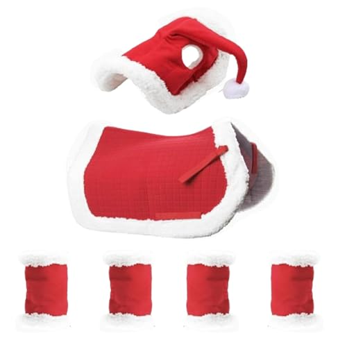 Weihnachtspferd Tack, Urlaub Weihnachtspferd Kostüm, weiche warme Beinwickel und Nikolausmütze, komplettes Schabracken-Set für festliche Reiten für Weihnachtsfeiern und Feiertagsveranstaltungen Weihnachtspferd Tack, Urlaub Weihnachtspferd Kostüm, weiche warme Beinwickel und Nikolausmütze, komplettes Schabracken-Set für festliche Reiten für Weihnachtsfeiern und Feiertagsveranstaltungen von Gcerfby