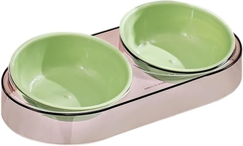 Gcljlmy Erhöhter Futter- und Wassernapf, Doppelnapf, erhöhter Ständer, rutschfeste Wasser- und Futternäpfe für Hunde, Futterspender für Welpen, Hunde und (Grün) von Gcljlmy