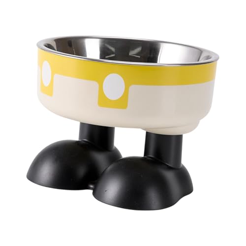 Gcljlmy Erhöhter Katzennapf, Wassernapf, Abnehmbarer Edelstahlnapf, Welpennapf, Hunde-Katzennapf für Futter und Wasser, kleine Haustiere Hund (Gelb Weiss) von Gcljlmy