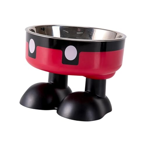 Gcljlmy Erhöhter Katzennapf, Wassernapf, Abnehmbarer Edelstahlnapf, Welpennapf, Hunde-Katzennapf für Futter und Wasser, kleine Haustiere Hund (Schwarz Rot) von Gcljlmy
