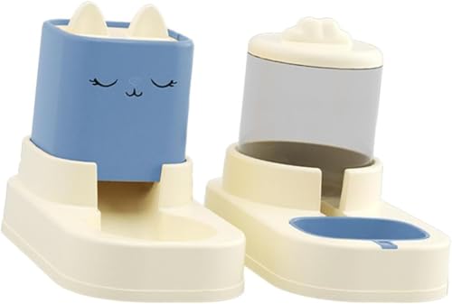 Gcljlmy Futter- und Wasserspender für Haustiere, automatischer Katzenfutterspender, Futter- und Wasservorratsbehälter für Waschküchen, Kätzchen, Innenbereich (BLAU) von Gcljlmy