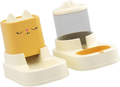 Gcljlmy Futter- und Wasserspender für Haustiere, automatischer Katzenfutterspender, Futter- und Wasservorratsbehälter für Waschküchen, Kätzchen, Innenbereich (GELB) von Gcljlmy