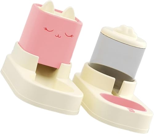 Gcljlmy Futter- und Wasserspender für Haustiere, automatischer Katzenfutterspender, Futter- und Wasservorratsbehälter für Waschküchen, Kätzchen, Innenbereich (ROSA) von Gcljlmy