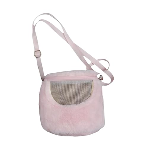 Gcljlmy Hamster-Reisetragetasche, kleine Haustier-Tragetasche mit Netzfenster, weiche Umhängetasche, Handtasche, ausgehender Tragetaschenkäfig für Frettchen (Rosa) von Gcljlmy