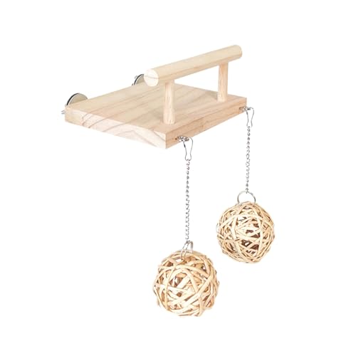 Gcljlmy Holzsitzstange für Vögel und Papageien, spannender Kauspaß, Übung, Stabiler Sittich-Spielständer für Conures, Nymphensittiche, Sittiche (mit Rattanball) von Gcljlmy