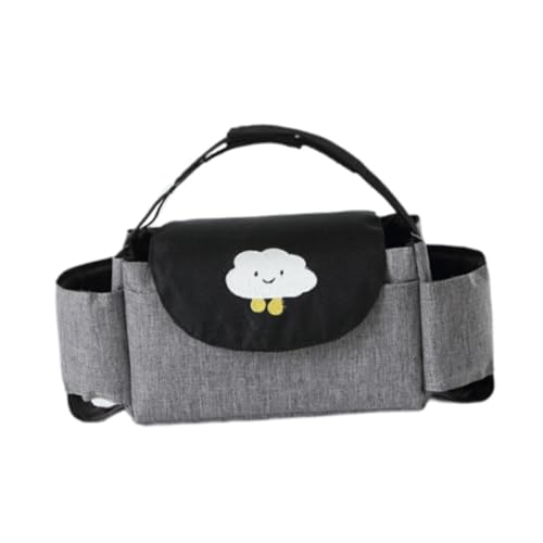 Gcljlmy Organizer für Kinderwagen, Baby-Handtasche, mit Flaschen-/Becherhalter, Reisetasche für Mama, Windel-Organizer-Tasche für Kinderwagen mit Haustieren (Schwarz Grau Wolke) von Gcljlmy