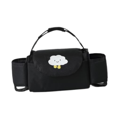 Gcljlmy Organizer für Kinderwagen, Baby-Handtasche, mit Flaschen-/Becherhalter, Reisetasche für Mama, Windel-Organizer-Tasche für Kinderwagen mit Haustieren (Schwarze Wolke) von Gcljlmy