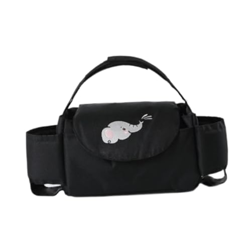 Gcljlmy Organizer für Kinderwagen, Baby-Handtasche, mit Flaschen-/Becherhalter, Reisetasche für Mama, Windel-Organizer-Tasche für Kinderwagen mit Haustieren (Schwarzer Elefant) von Gcljlmy