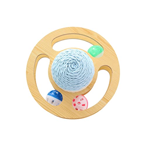 Gcljlmy Turntable Scratcher Cat Scratcher Plattenspieler-Spielzeug, automatisch, interaktive, langlebige Glockenbälle, Sisal-Katzen-Kratzball zum (BLAU) von Gcljlmy