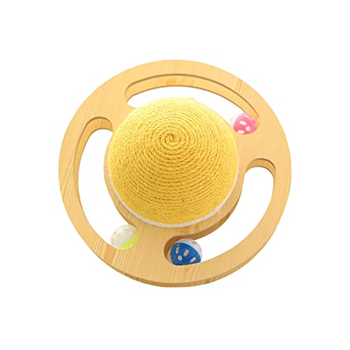 Gcljlmy Turntable Scratcher Cat Scratcher Plattenspieler-Spielzeug, automatisch, interaktive, langlebige Glockenbälle, Sisal-Katzen-Kratzball zum (GELB) von Gcljlmy