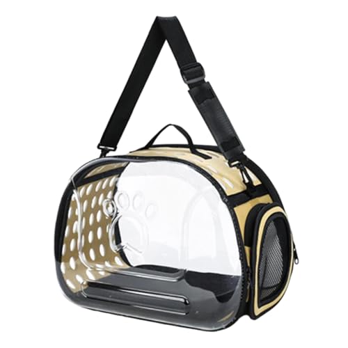Gcljlmy Zusammenklappbare, weiche Transportbox für Haustiere, Luftpolstertasche, durchsichtig, transparent, tragbare Katzentragetasche für Spaziergänge, Gold L von Gcljlmy