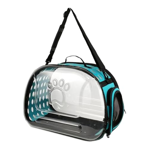 Gcljlmy Zusammenklappbare, weiche Transportbox für Haustiere, Luftpolstertasche, durchsichtig, transparent, tragbare Katzentragetasche für Spaziergänge, blau S von Gcljlmy