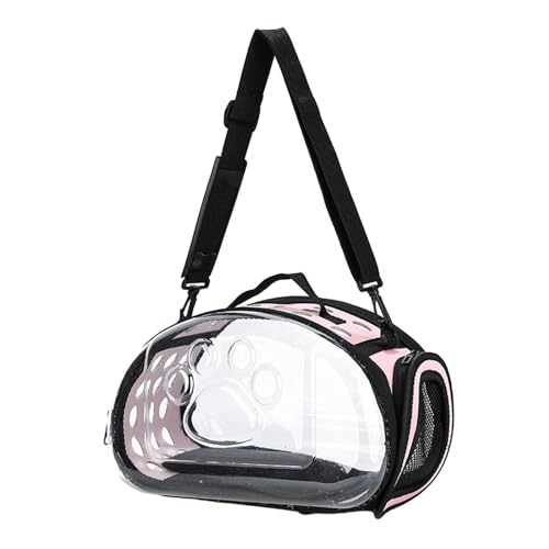 Gcljlmy Zusammenklappbare, weiche Transportbox für Haustiere, Luftpolstertasche, durchsichtig, transparent, tragbare Katzentragetasche für Spaziergänge, rosa S von Gcljlmy