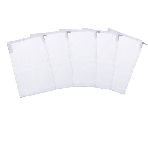 Aquarium Filterbeutel Aquarium Fein Micron Medien Mesh-Filterbeutel wiederverwendbarer Nylon-Beutel der mit Reißverschluss für Fish Tank Bio Ball, Aktivkohle, Aktivkohle-Keramik-Ringe 5pcs Weiß von Gcroet