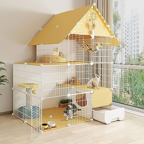 Katzenkäfig für den Innenbereich, großer DIY-Laufstall für Haustiere, Katzengehege, kleines Tierhaus, abnehmbare Katzenkiste mit Katzentoilette, großer Übungsort, ideal für Katzen (Größe: 11 Katzenkäfig für den Innenbereich, großer DIY-Laufstall für Haustiere, Katzengehege, kleines Tierhaus, abnehmbare Katzenkiste mit Katzentoilette, großer Übungsort, ideal für Katzen (Größe: 11 von GeELky