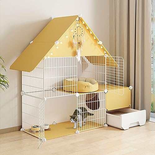 Katzenkäfig für den Innenbereich, großer DIY-Laufstall für Haustiere, Katzengehege, kleines Tierhaus, abnehmbare Katzenkiste mit Katzentoilette, großer Übungsort, ideal für Katzen (Größe: 11 von GeELky