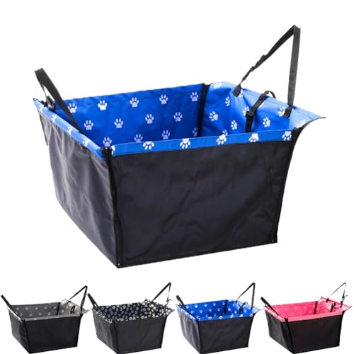 2-in-1-Hunde-Sitzerhöhung, universell, 60 x 50 x 35 cm, waschbarer Haustier-Autositz für kleine, mittelgroße Hunde, faltbare Reisetaschen für Vordersitz/Rücksitz (blau) von GeRRiT