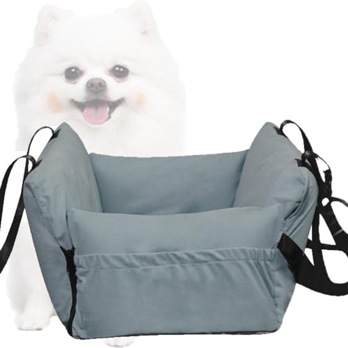 3-in-1-Hunde-Sitzerhöhung, Hunde-Autositz mit Seitentaschen für kleine, mittelgroße Haustiere unter 10 kg, kratzfestes Katzenbett mit aufblasbarer Tasche (Dunkelgrau) von GeRRiT