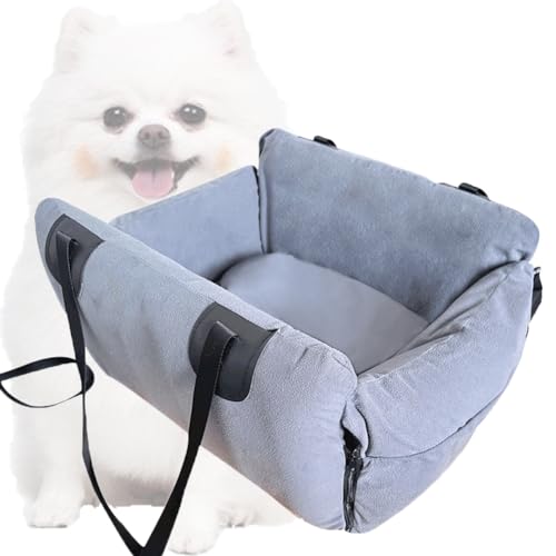 3-in-1-Hunde-Sitzerhöhung, Hunde-Autositz mit Seitentaschen für kleine, mittelgroße Haustiere unter 10 kg, kratzfestes Katzenbett mit aufblasbarer Tasche (Hellgrau) von GeRRiT