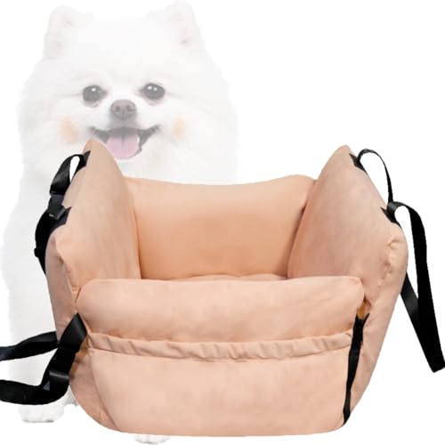 3-in-1-Hunde-Sitzerhöhung, Hunde-Autositz mit Seitentaschen für kleine, mittelgroße Haustiere unter 10 kg, kratzfestes Katzenbett mit aufblasbarer Tasche (Rosa) von GeRRiT