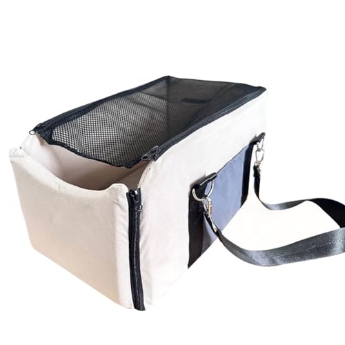 Atmungsaktive Haustier-Autositz, abnehmbare Haustier-Reisetasche mit Netz, geeignet zum Entspannen bei Langstreckenreisen unter 8,2 kg (Beige b) von GeRRiT