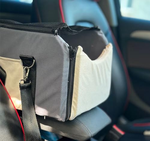 Atmungsaktive Haustier-Autositz, abnehmbare Haustier-Reisetasche mit Netz, geeignet zum Entspannen bei Langstreckenreisen unter 8,2 kg (Grau a) von GeRRiT