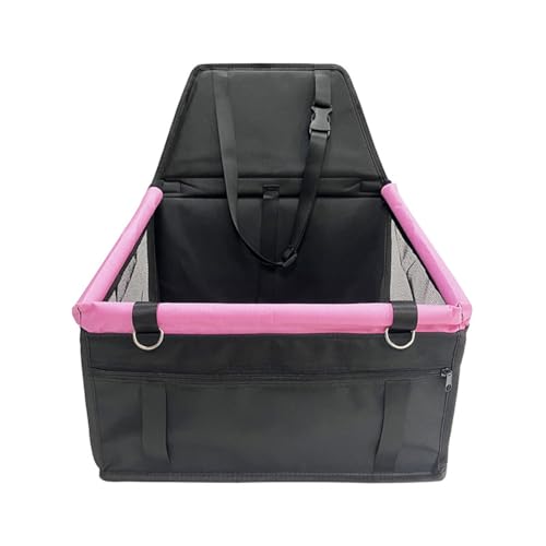Haustier-Auto-Sicherheitssitz, wasserdicht, faltbar, Haustier-Hängematte, Hunde-Sitzerhöhung, ideal für Vorder- und Rücksitze, einfach zu installieren und zu tragen, unter 10 kg (schwarz + pink) von GeRRiT