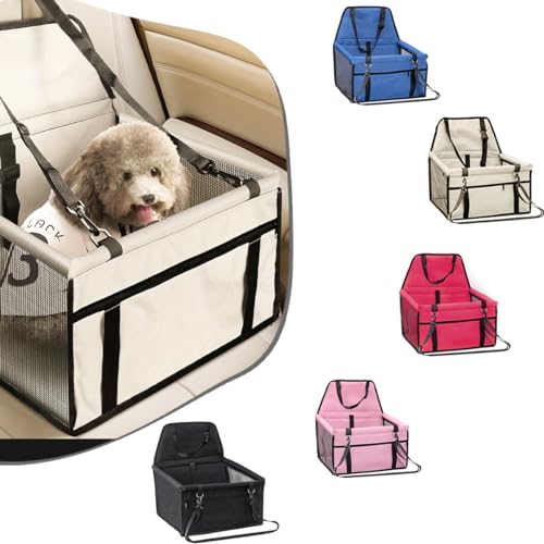 Hunde-Autositz für Vorder- und Rücksitze, passend für Welpen bis zu 6,8 kg, atmungsaktiv, wasserdicht, Haustier-Autositz mit Tasche, ganzjährig verwendbar (grau) von GeRRiT
