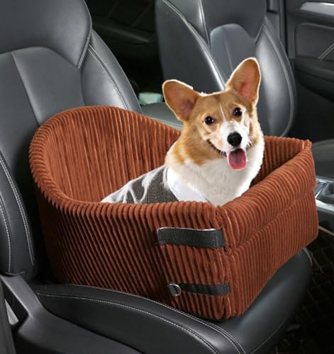 Hunde-Autositz für kleine Hunde, Samt-Katzenbett für Autos, Vorder- und Rücksitz mit weichem Polster, passend für fast alle Arten von Fahrzeugen, bis zu 6 kg (Kaffee) von GeRRiT