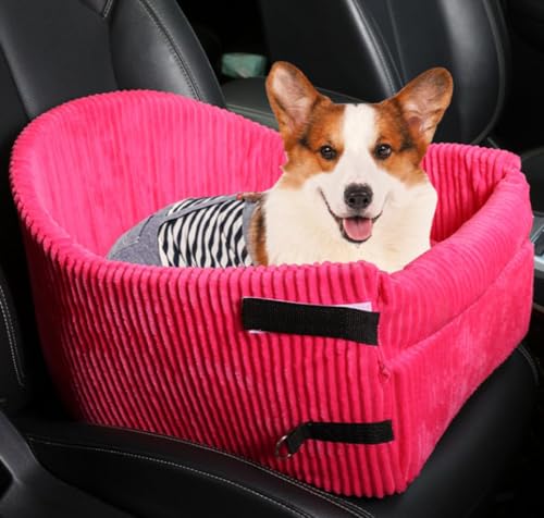 Hunde-Autositz für kleine Hunde, Samt-Katzenbett für Autos, Vorder- und Rücksitz mit weichem Polster, passend für fast alle Arten von Fahrzeugen, bis zu 6 kg (Rosarot) von GeRRiT