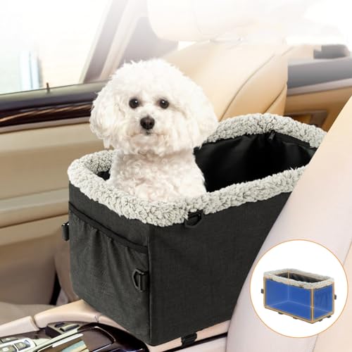 Hunde-Sitzerhöhung, dick, wasserdicht, Konsole, Haustier-Autositz mit verstellbarem Gurt, geeignet für kleine Hunde/Katzen, ideal für Reisen, bis zu 11,3 kg von GeRRiT