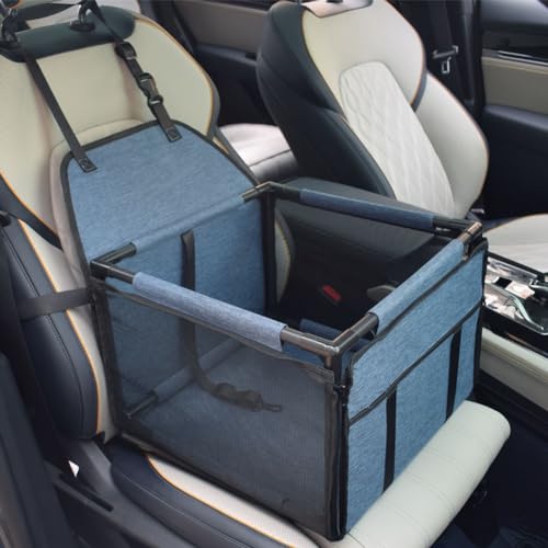 Premium-Hunde-Autositz für kleine Hunde und Katzen, bissfest, faltbarer Tragekorb, Upgrade 900D Oxford-Gewebe, passend für Vordersitz und Rücksitz (blau) von GeRRiT