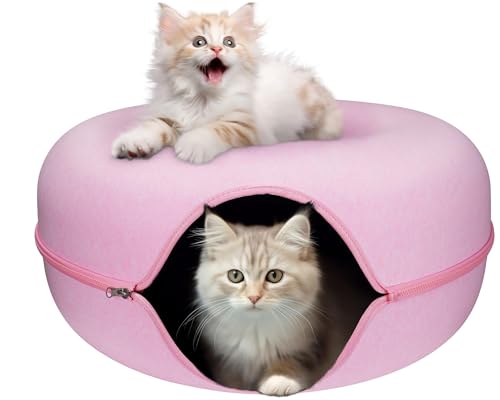 Runder Katzenkratzbaum, Donut-Katzenbett, Geräumige Katzenhöhle, Runder Katzen-Donut-Tunnel Aus Filz, Katzennest, Katzenkorb, Katzenbetten, Mehrere Farben, Katzenbett-Kratzbrett (Color : Pink, Size Runder Katzenkratzbaum, Donut-Katzenbett, Geräumige Katzenhöhle, Runder Katzen-Donut-Tunnel Aus Filz, Katzennest, Katzenkorb, Katzenbetten, Mehrere Farben, Katzenbett-Kratzbrett (Color : Pink, Size von GeRRiT