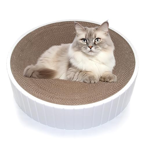 Runder Katzenkratzbaum, Katzenkratzer Aus Wellpappe, Wendbarer Kratzbaum Aus Pappe für Hauskatzen, Katzenkratzbett, Liegebox, Katzenkratzpads, Matte, Teppichschutz (Color : A, Size : 12 * 2.4IN) von GeRRiT